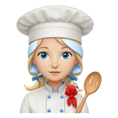 Long Blonde hair blue eyed female chef sticker