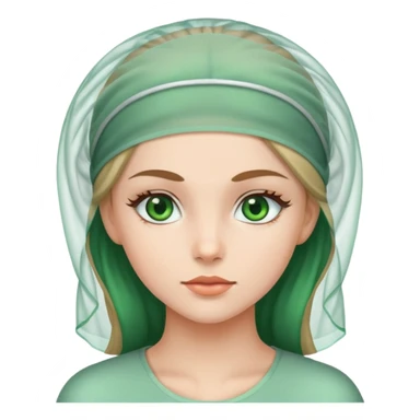 Green eyed girl wearing hair net sticker