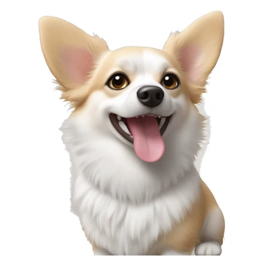 White corgi Chihuahua Pomeranian mix less fluff￼ sticker