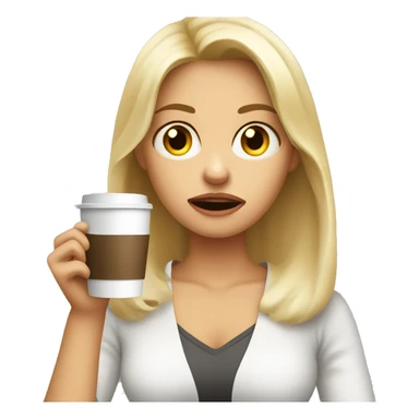 Blonde girl very annoyed rolling eyes drinking coffee sticker