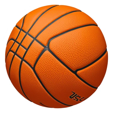 Cinematic Realistic image of a basketball rendered in vivid orange with a pebbled surface texture and crisp stitching details, set against a high-contrast backdrop that highlights its dynamic, sporty essence sticker