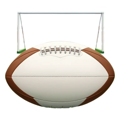 A rugby ball resting on a grassy field, with goalposts in the background. The scene captures the essence of the sport, with the field clearly marked and ready for a game, highlighting the intensity and teamwork of rugby. sticker