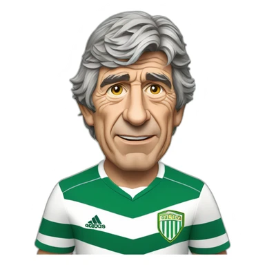 Manuel Pellegrini con camiseta de Betis sticker