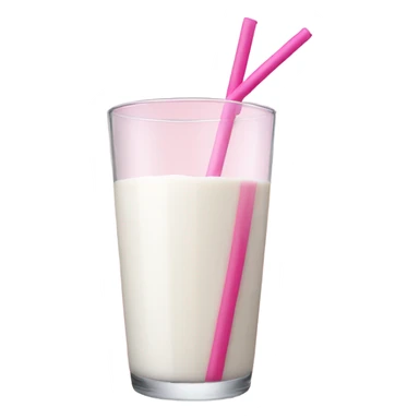 Milk in glass and pink straw sticker