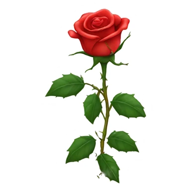 a red rose still on its prickly vine ￼ sticker