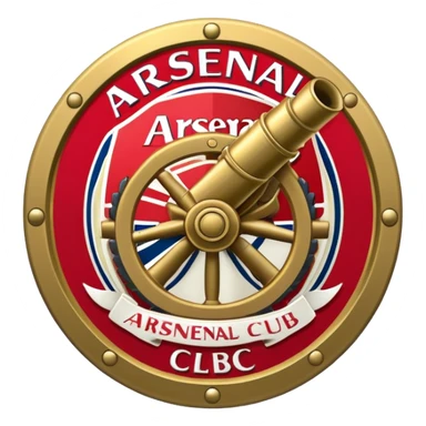 Arsenal football club crest with cannon, high definition, precise details, shown from a different angle sticker