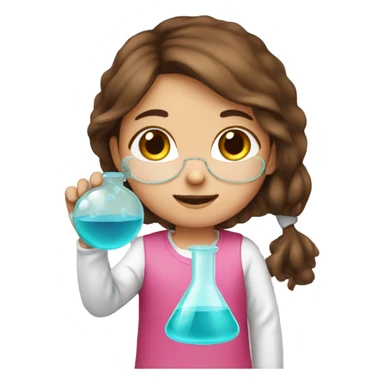 brown-hair girl doing pink chemistry  sticker