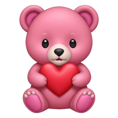 Osito rosa sosteniendo un corazón  sticker
