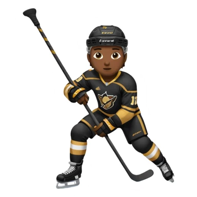Back Shot Of Hockey Player Celebrating, sliding on one knee, with Left hand raised holding his stick by the middle of the shaft. Right Hand Touching the ice.
Black and Gold Jersey sticker