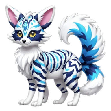 Futuristic furry fluffy floofy feathery tribal marked Genet-Absol-Kyurem-Zeraora-Primagen-fusion-creature  sticker