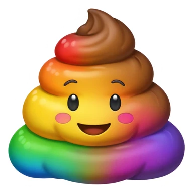 pile of poo emoji with a rainbow gradient, playful and colorful sticker