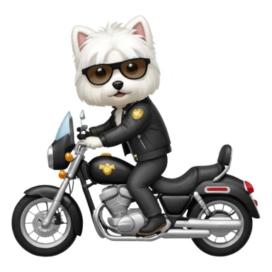 Maltese dog wearing a leather jacket and riding a motorcycle  sticker