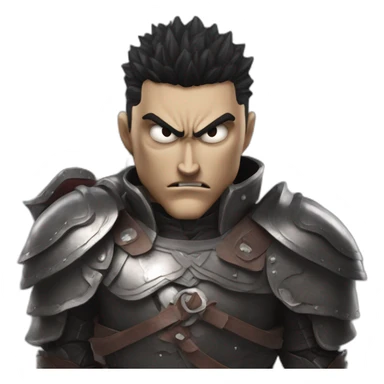 angry berserk guts carrying a huge sword on his shoulder framed on his bust sticker