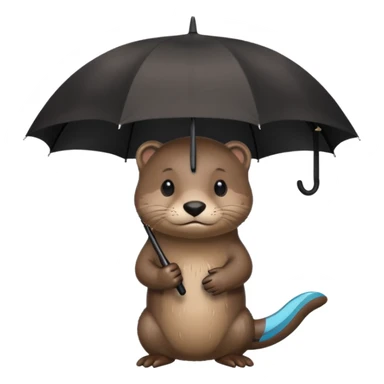 Loutre qui porte un parapluie dans sa main gauche  sticker