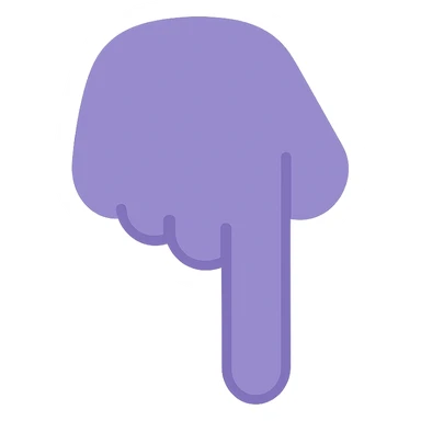 A dull purple Backhand Index Pointing Down sticker