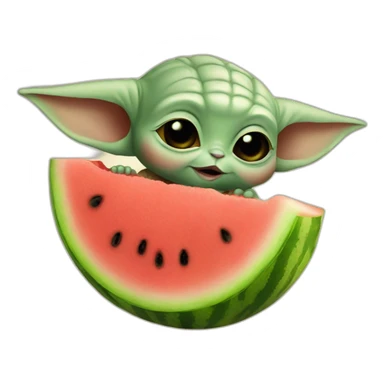 Baby yoda eating watermelon sticker