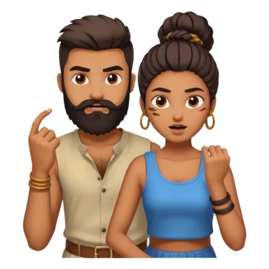 brother and sister fighting modern culture naughty  - indian skin and hairstyle - men beard  sticker