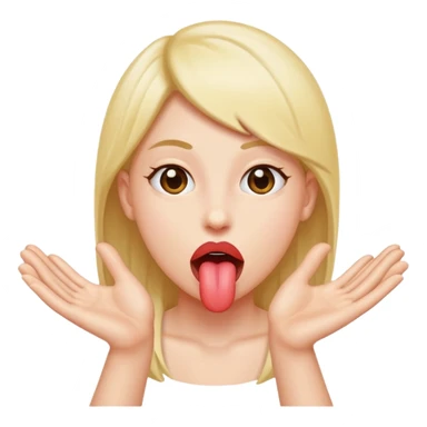 tongue out with hands sticking out to the side sticker