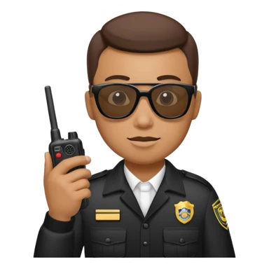 school security, sun glasses, holding walkie-talkie sticker