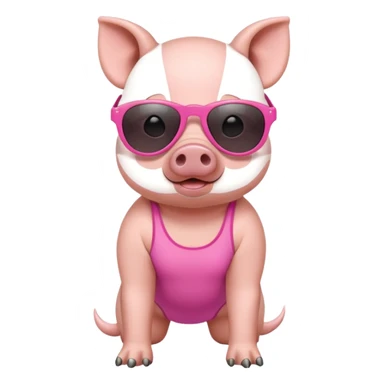 cute pig wearing cool sunglasses and bathing suit on all fours sticker