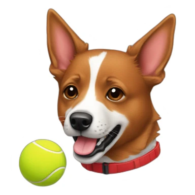 Red heeler with red collar catching a tennis ball sticker