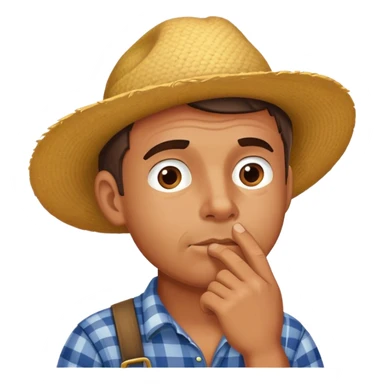 Agriculteur qui hésite avec main sur la bouche sticker