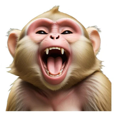 Cinematic Cute Yawning Macaque Portrait Emoji, Head tilted slightly with a dramatic, wide-open yawn, showcasing a gently textured face with half-closed, sleepy eyes and an open, relaxed mouth, Simplified yet irresistibly adorable features, highly detailed, glowing with a soft, cozy glow, high shine, relaxed yet expressive, stylized with a dash of whimsical charm, soft glowing outline, capturing the essence of a drowsy yet affectionate primate that appears ready to stretch out for a nap! sticker