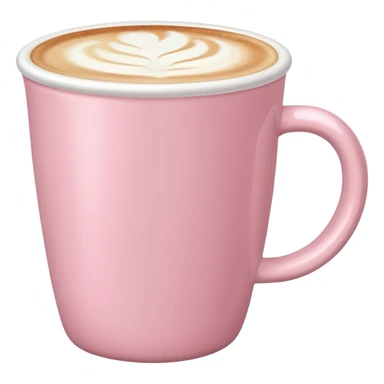Pastel pink latte cup, soft lighting, clean background sticker
