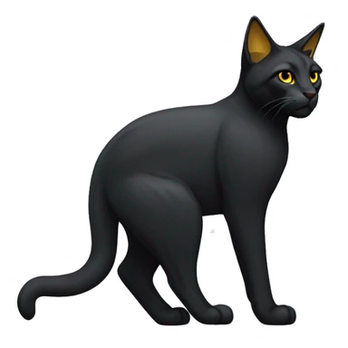 Pointed black ears like lynx sleek solid black furred cat full body yellow eyes  sticker