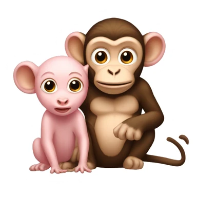 male monkey holding a female piglet sticker