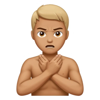 Person holding neck with hands crossed being mad  sticker