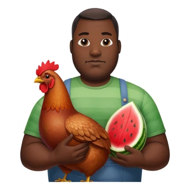 Big black man holding chicken and watermelon sticker