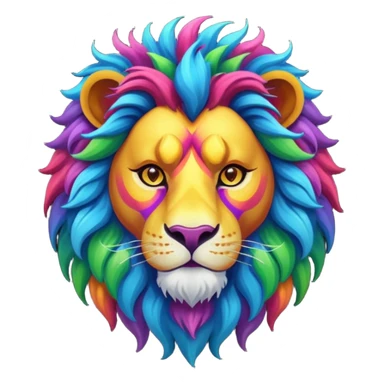 mythical colorful horned lion sticker