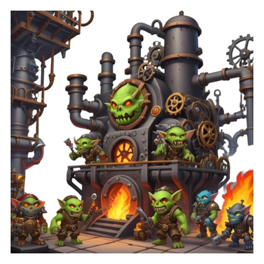 World of Warcraft industrial fantasy factory with goblins working sticker