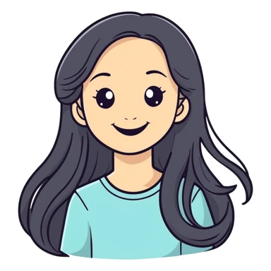 smiling girl with long hair sticker