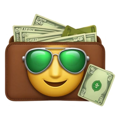 Aviator money emoji, wallet full of cash, casino vibe, premium 3D emoji style, clean, no background
 sticker