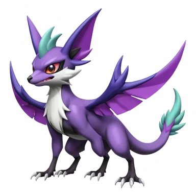 Shiny Noibat-Noivern-Mightyena-Silvally-Fakémon-hybrid-creature (full body)  sticker