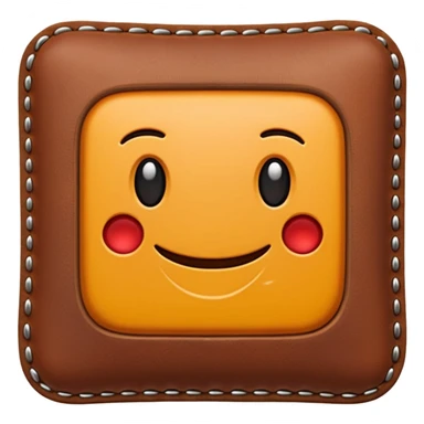 Apple-style 3D emoji of a flat rectangular piece of leather fabric, with stitched edges, soft texture but slightly shiny, representing industrial leather as material. sticker
