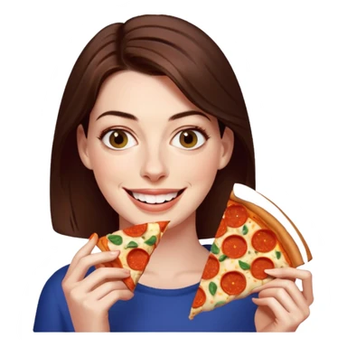 Anne Hathaway with pizza sticker