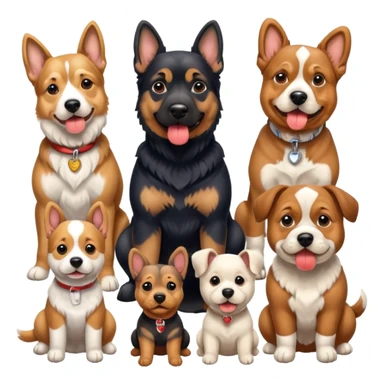 1 german shephard, 1 bulldog, 1 poodle, 1 husky, 1 dachshund sticker