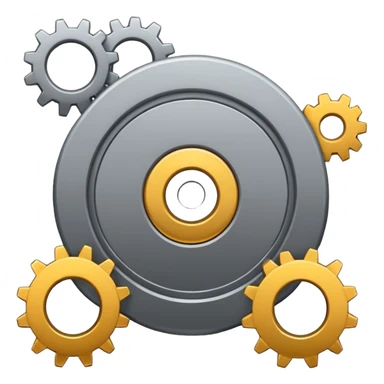 settings gear icon for site navigation. just one gear. no happy face, just grey sticker
