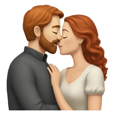 a bearded man with red hair kissing a woman with brown hair sticker