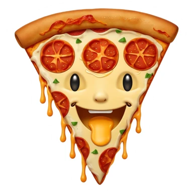 evil pizza slice with face, iOS emoji style sticker