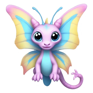 pink, blue and yellow pastel dragon female butterflies dragon puppet sticker