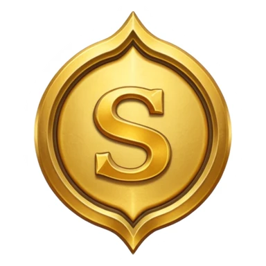Create a custom emoji badge featuring a stylized, letter “S”. Design it in the Gold rank theme from League of Legends. Use warm gold metallic textures, bright highlights, and a noble, premium feel. Emblem-like and highly polished.
 sticker