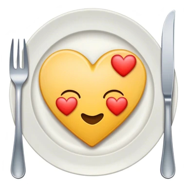 plate with fork on left & knife on right with heart on plate sticker