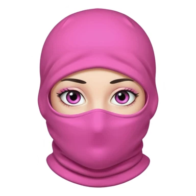 baggy stylish balaclava pink in colour with girly eyes showing through the eye holes of the balaclava with beautiful eyelashes on  sticker