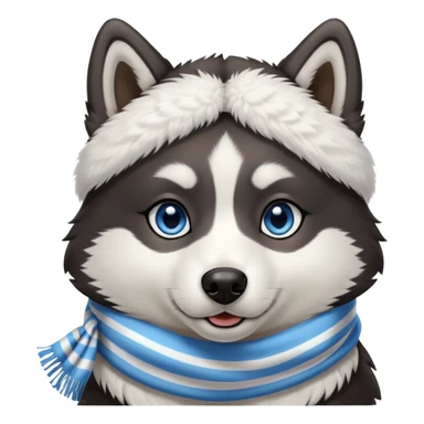 Black Husky with 1 blue eye and 1 brown eye and scarf with white stripe down forehead sticker