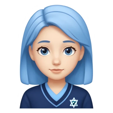 cute school girl jewish  navy jumper with light blue by the v neck on the jumper light blue shirt sticker