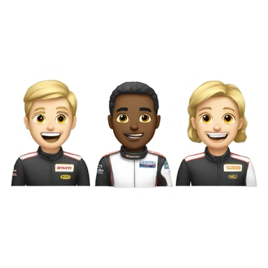 Race car drivers with a gold tooth sticker